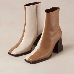 Alohas south bicolor brown and beige leather boots